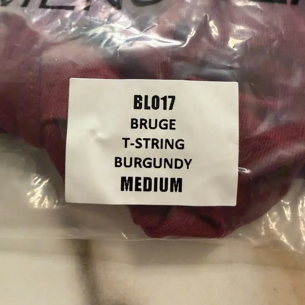 NEW Blanc Menswear Cotton BL010 Bruge T-String Thong Color Burgundy Red Medium